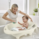 Bañera para Bebe Hippo con Soporte Crema